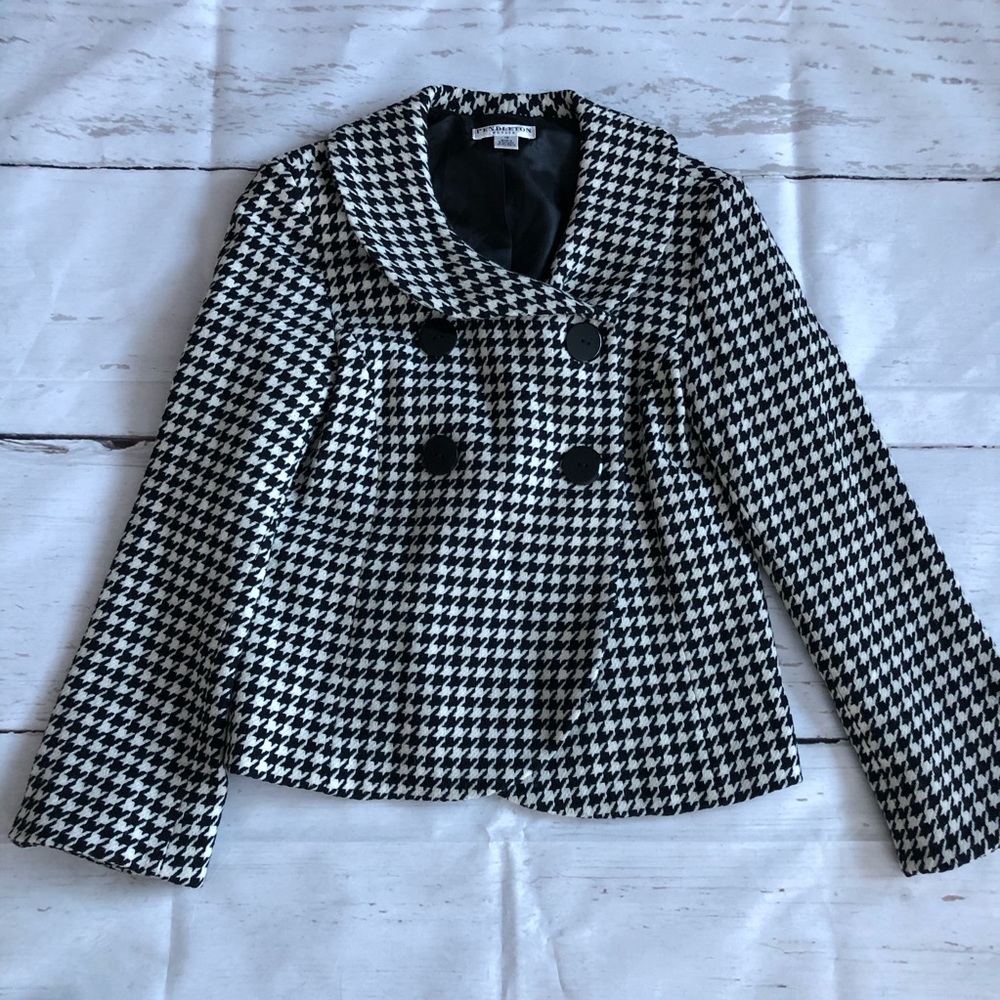 Pendleton Houndstooth Blackwhite Jacket Petite 10 - image 1